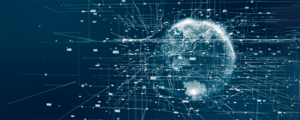 A blue sphere floating in space